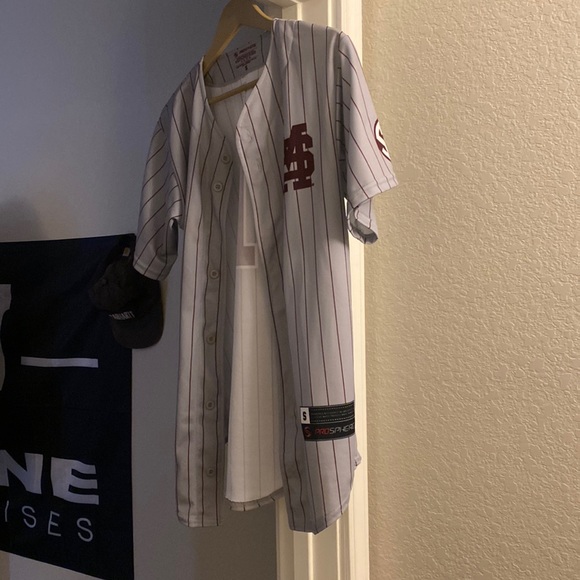 MS State Baseball Pinstripe Gray & Maroon Jersey - Picture 1 of 2